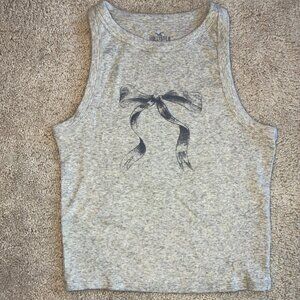 Hollister Ribbed with Bow Graphic Tank Top Shirt